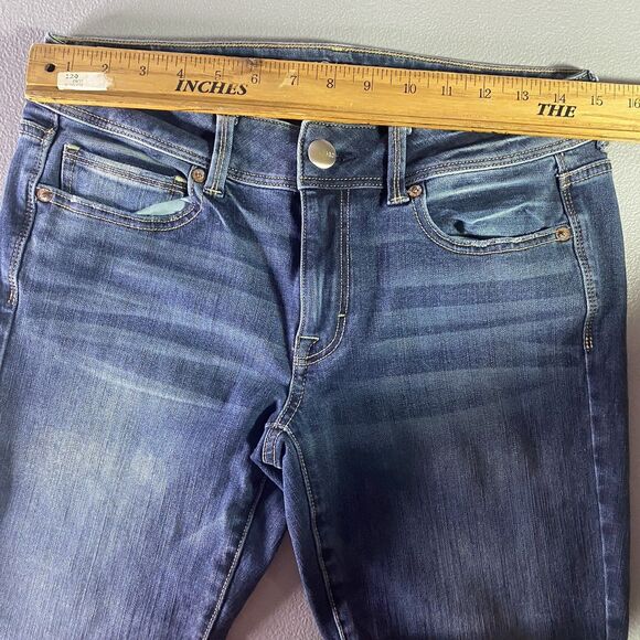 AMERICAN EAGLE Jeans Low Rise Kick Boot Flare Stretch Dark Denim Womens 8 Blue - Picture 7 of 11